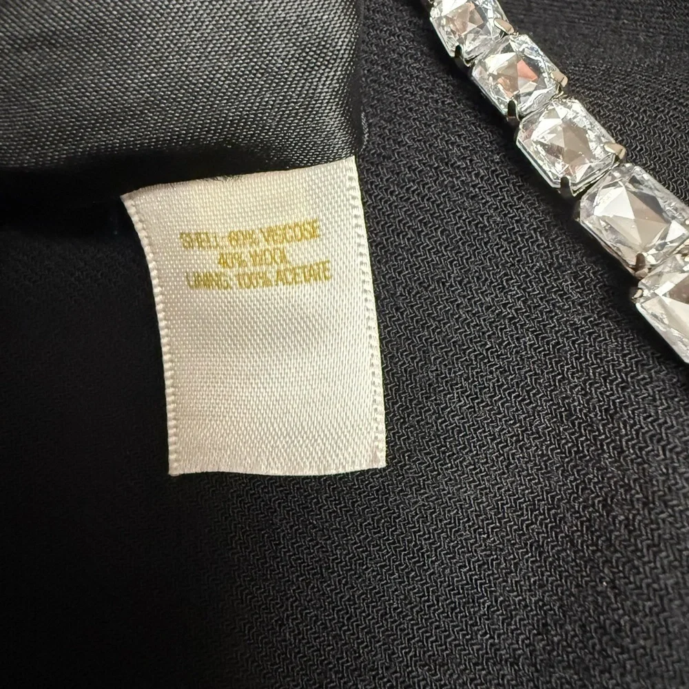 Kate Spade Black Dress Size 8 Rhinestone Bow Neckline Elegant Cocktail